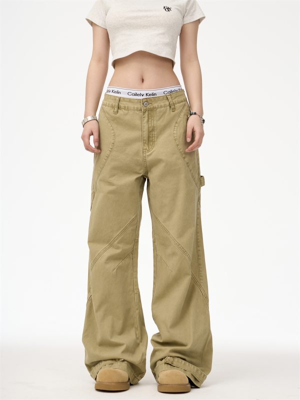 Paratrooper Washed Distressed Straight Deconstructed Vibe Casual Jeans - Image 3