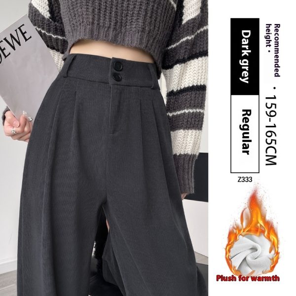 White Corduroy Wide-leg Pants Women's Narrow Straight - Image 9