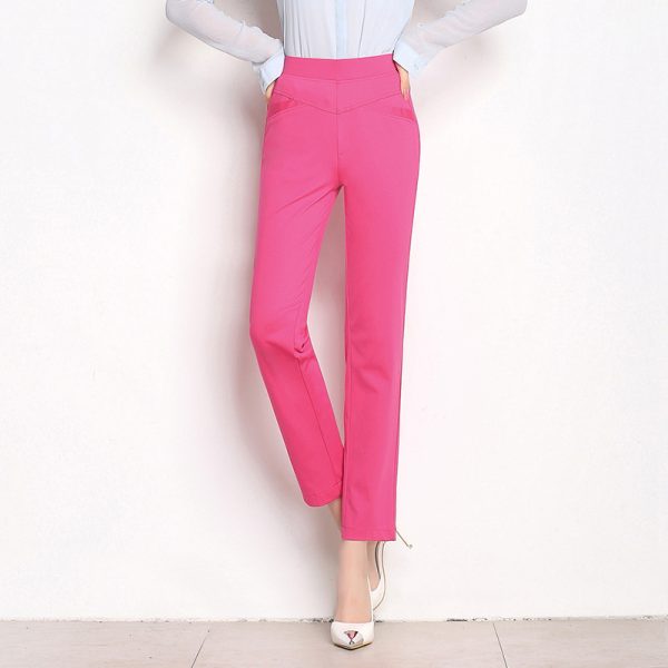 High Waist Knit Four-sided Stretch Straight - Image 3