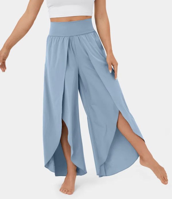 Loose Split Yoga Pants Summer Elastic High Waist Wide Leg Trousers Women's Fashion Versatile Clothing - Image 9