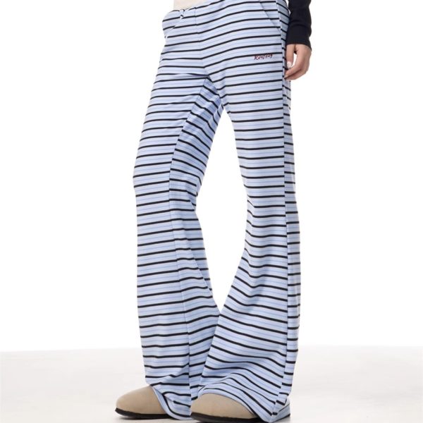 Vintage Stripe Casual Pants For Women Loose Straight Trousers