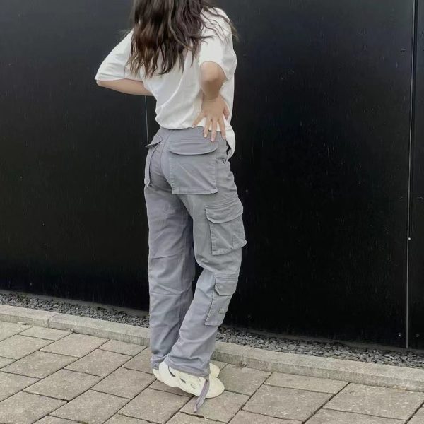 Street Hip-hop Trousers With Pockets Low Waist Overalls Fashion Casual Cargo Pants - Image 4