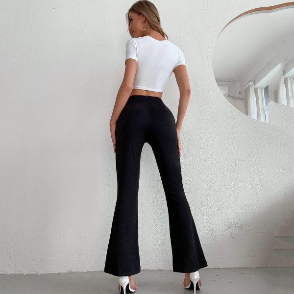High Waist Slimming Front Slit Casual Pants - Image 3