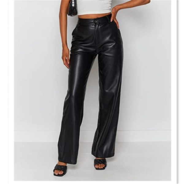 Women's High Elastic PU Leather Pants Leggings - Image 6