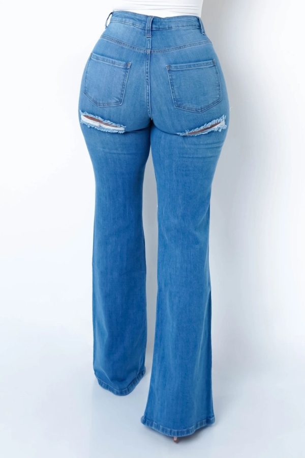 New style elastic ripped flared pants jeans women - Image 5