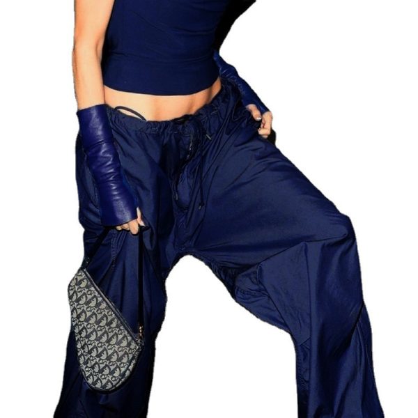Women Vintage Street Cargo Jeans Casual Wide Leg Pants - Image 3