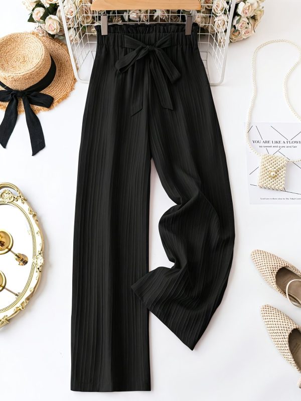Women's Solid Color Belt Casual Pants - Image 6