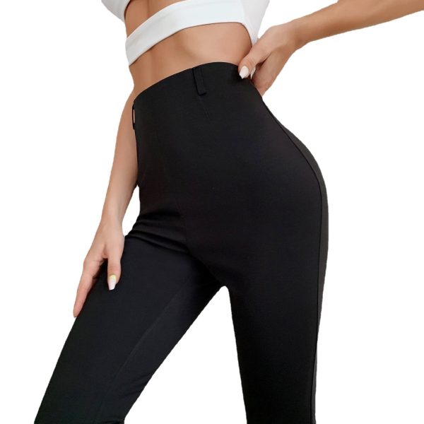 High Waist Slimming Front Slit Casual Pants - Image 5