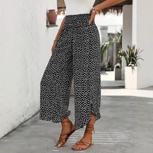 Casual Polka-dot Loose-fitting High Waist Tight Waist Wide Leg Pants - Image 2