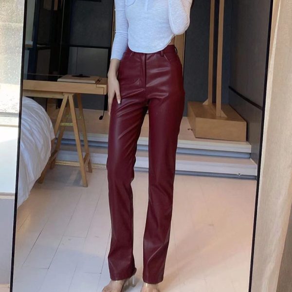 Women's High Elastic PU Leather Pants Leggings - Image 7