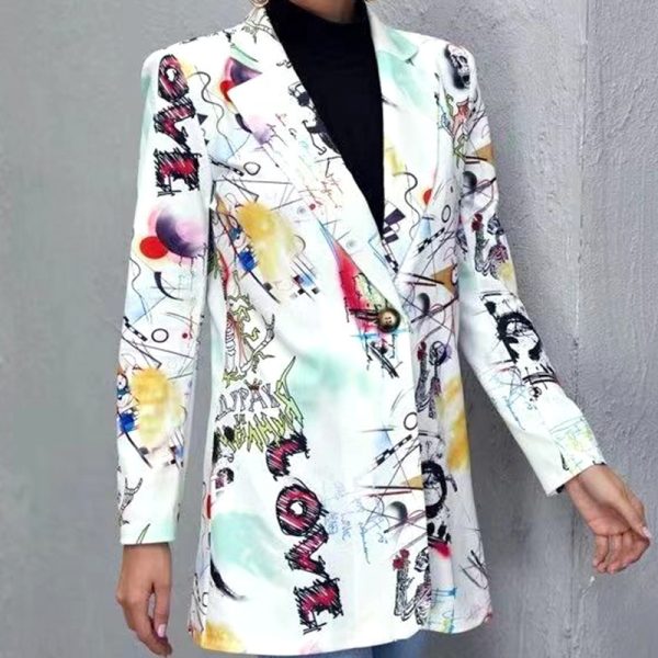 Printed Casual Printed Small Suit Jacket Women's Fashion Clothing - Image 6