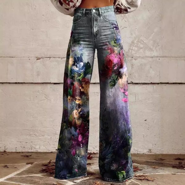 Pattern Women's Wide-legged Pants Anti-jeans 3D Digital Printing - Image 2
