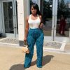Women's Mesh Wavy Ruffled Loose High Waist Wide Leg Trousers - Image 2