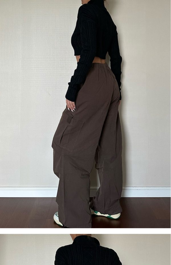 Straight Tube Loose Pocket Cargo Pants For Women - Image 3