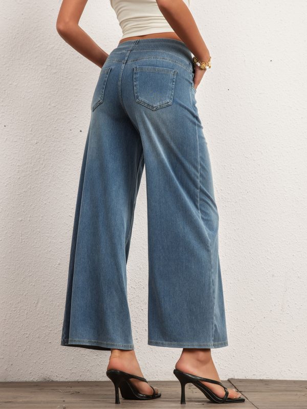 Shascullfites Women's Wide Leg Stretch Jeans Light Blue Flare Pants Denim Straight Trousers Sexy Fit Casual Jeans - Image 5