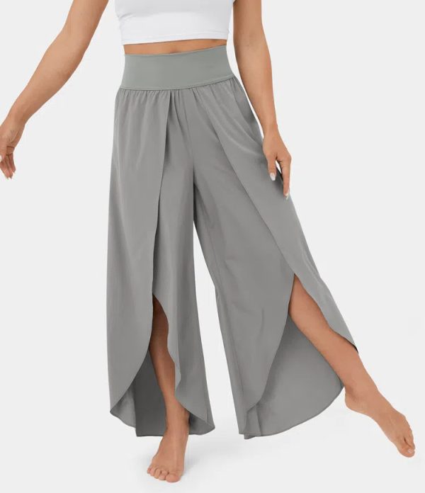 Loose Split Yoga Pants Summer Elastic High Waist Wide Leg Trousers Women's Fashion Versatile Clothing - Image 8