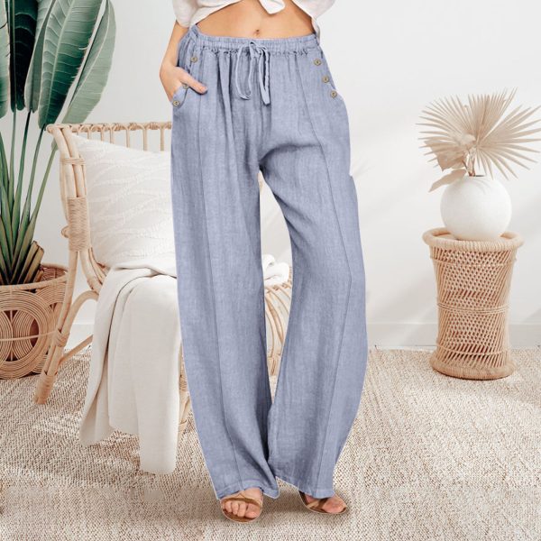 Loose Button Casual Wide-leg Trousers Women - Image 6