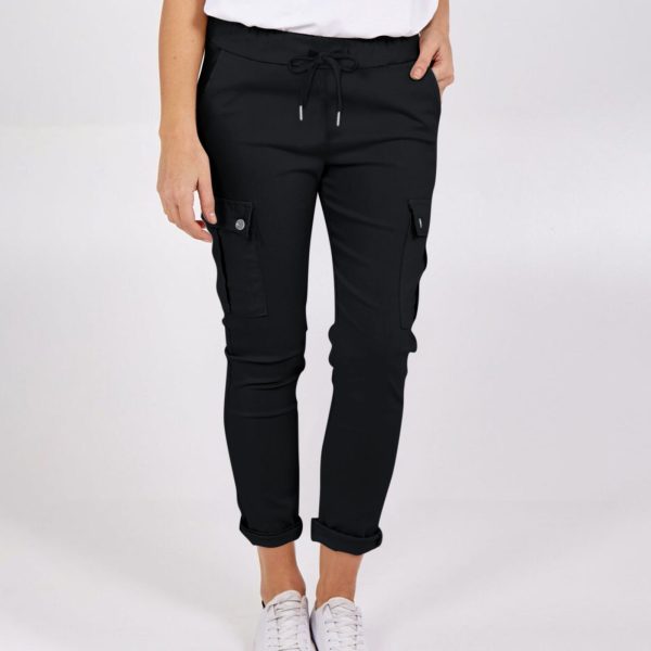 Casual Cargo Pants With Pockets Solid Color Drawstring Waist Pencil Trousers For Women - Image 5