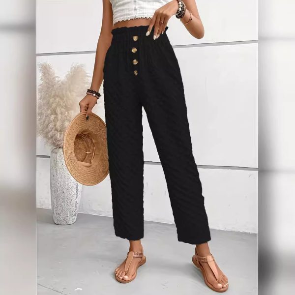 Women's Slim-fit Buttoned Straight Loose Trousers - Image 4