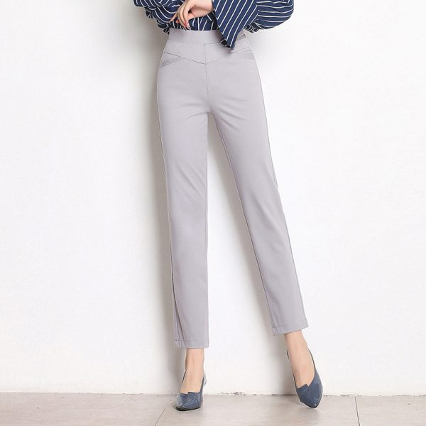 High Waist Knit Four-sided Stretch Straight - Image 10