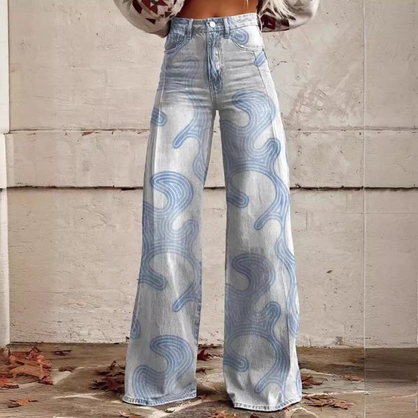 New 3D Thermal Transfer Bell-bottom Pants - Image 4