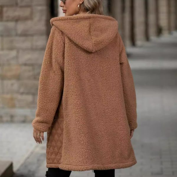Women's Fashion Hooded Zipper Plush Coat - Image 4