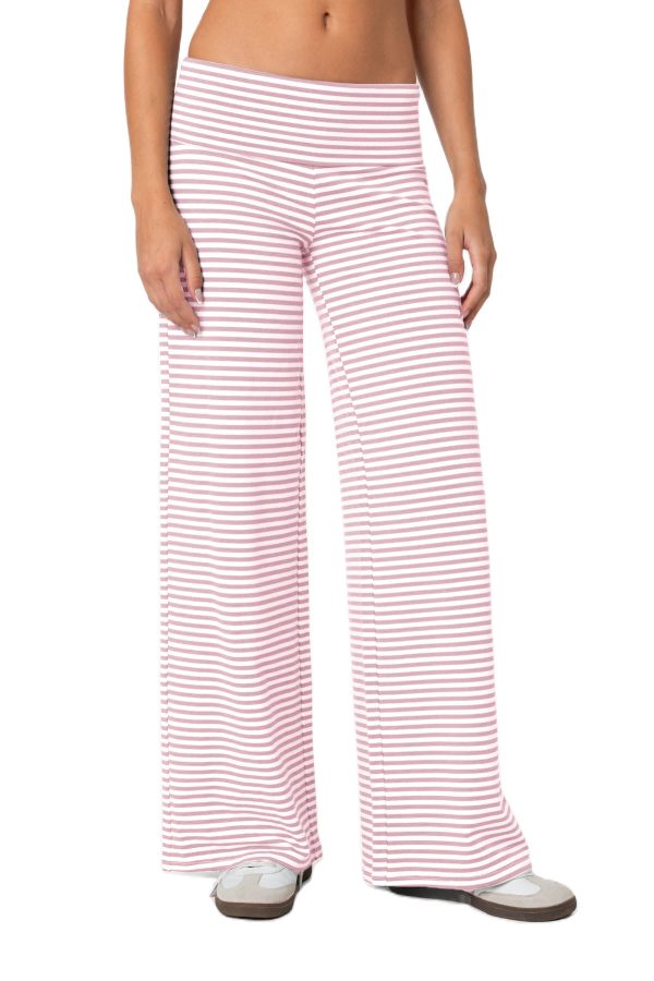 Cropped Striped Loose Trousers Autumn Sports Style Draped Casual Pants - Image 3