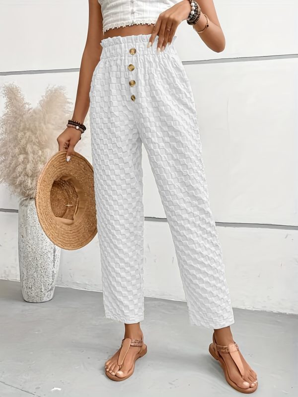 Women's Slim-fit Buttoned Straight Loose Trousers - Image 6
