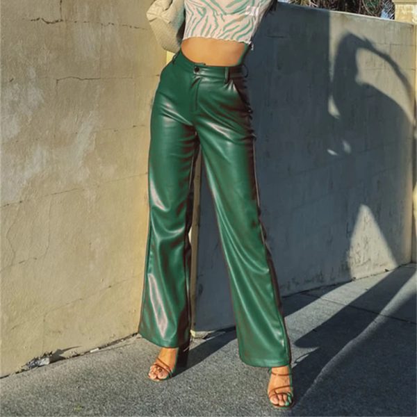 Women's High Elastic PU Leather Pants Leggings - Image 3