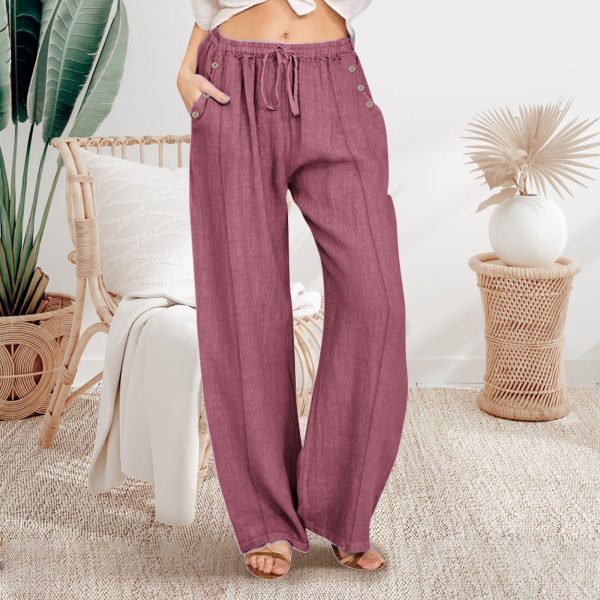 Loose Button Casual Wide-leg Trousers Women - Image 7