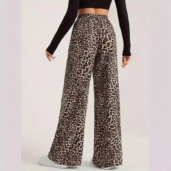 Leopard Print Straight Casual Printed High Waist Trousers Wansheng Loose Wide - Image 2