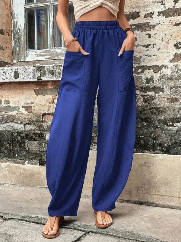 Women's Harem Pants With Pockets High Waisted Casual Beach Pants Loose Trousers Summer - Image 8