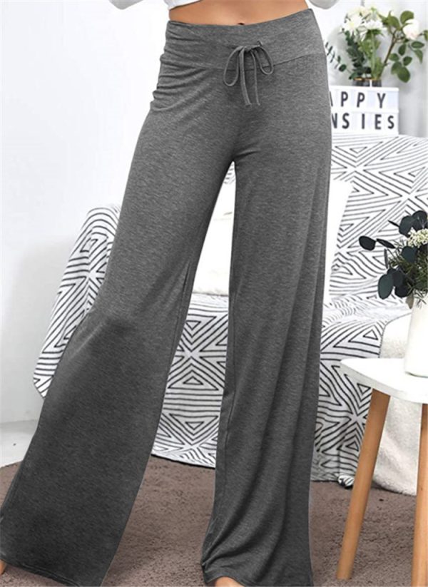 Wide Leg High Waist Elastic Band Casual Pants - Image 2