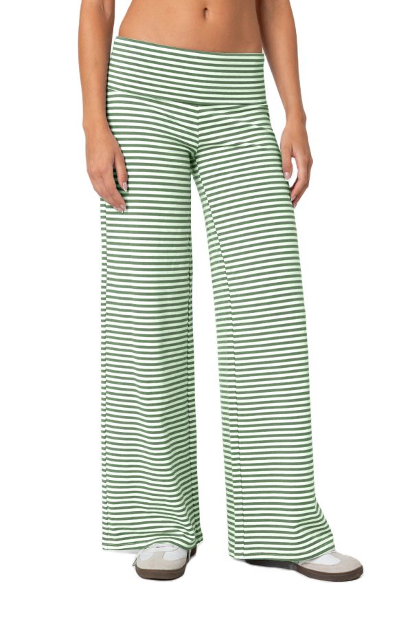 Cropped Striped Loose Trousers Autumn Sports Style Draped Casual Pants - Image 4