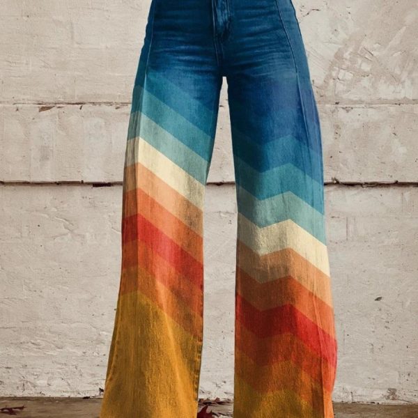 New 3D Thermal Transfer Bell-bottom Pants - Image 3
