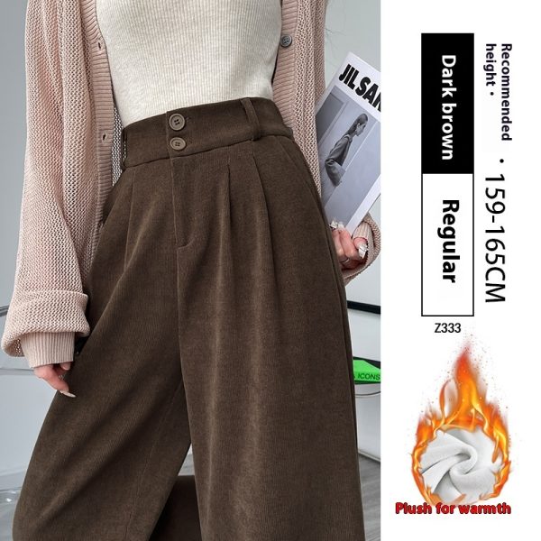 White Corduroy Wide-leg Pants Women's Narrow Straight - Image 10