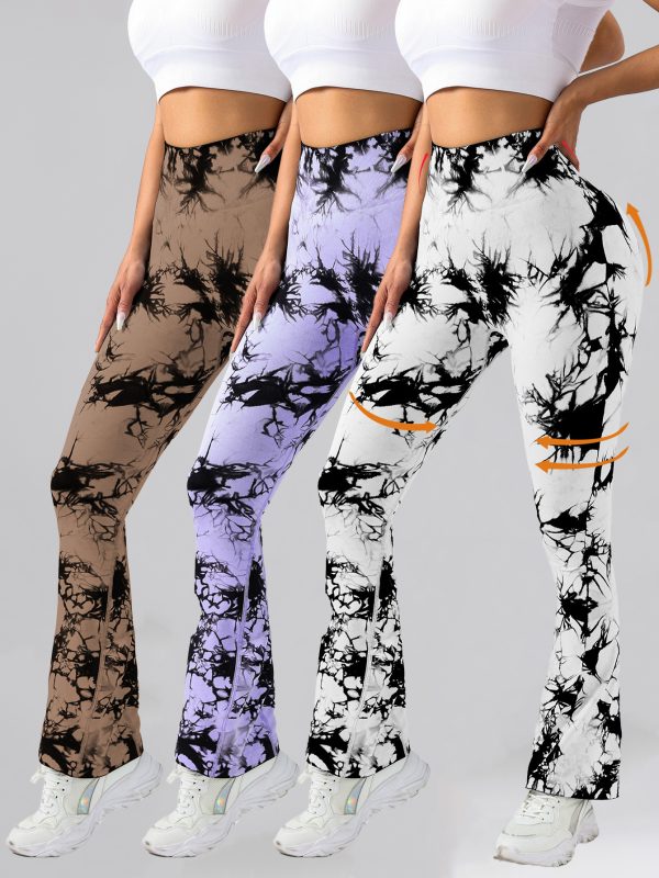 3 Pack Tie Dye Seamless High Waisted Workout Leggings For Women Scrunch Butt Lifting Yoga Gym Athletic Pants,, Leggings For Women Scrunch Butt Lifting Yoga Gym Athletic Pants - Image 3