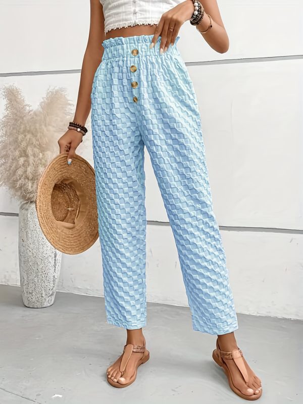Women's Slim-fit Buttoned Straight Loose Trousers - Image 9