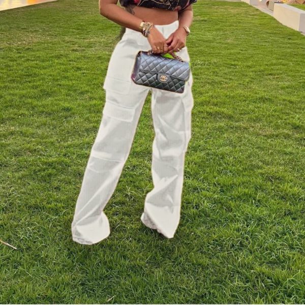 Fashion Casual Zipper Solid Color Multi-pocket Straight-leg Pants - Image 5