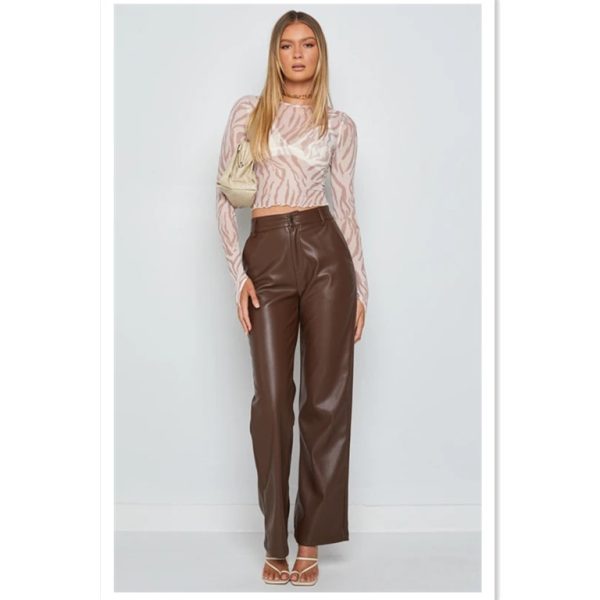 Women's High Elastic PU Leather Pants Leggings - Image 4