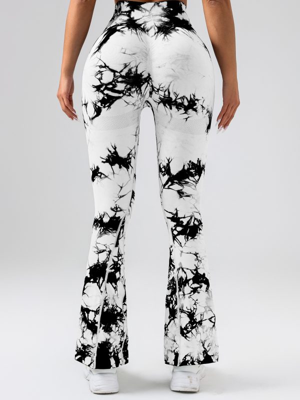 High-Waist Tummy Control Flare Yoga Pants For Women, Tie-Dye Stretch Slimming Bootcut Workout Pants, Fitness & Sports Activewear - Image 4