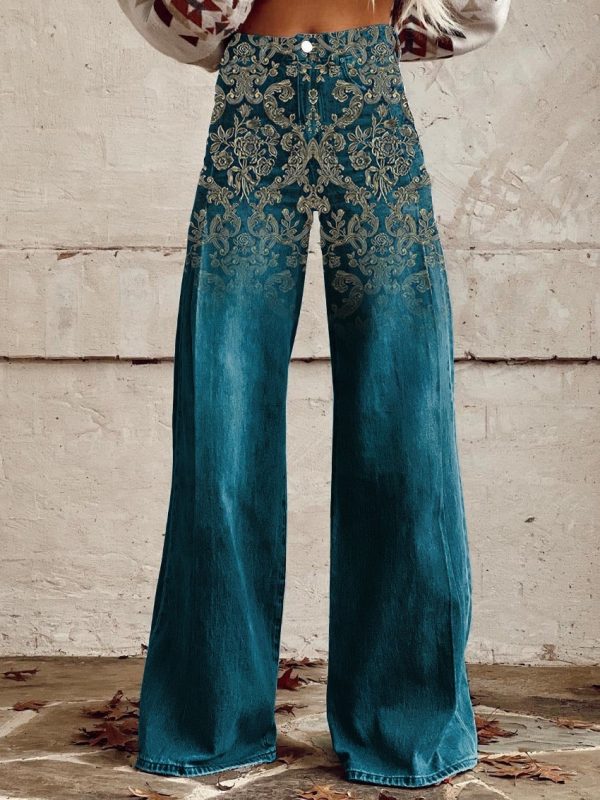 Pattern Women's Wide-legged Pants Anti-jeans 3D Digital Printing - Image 7