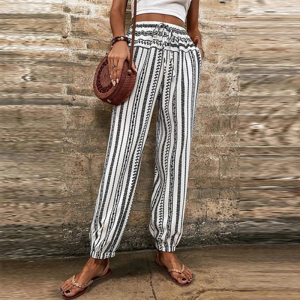Striped Floral Print Casual Jumpsuit Women - Image 3