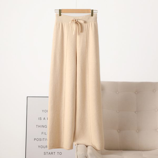 New High Waist Outer Wear Thick Wool Knitted Trousers Drape