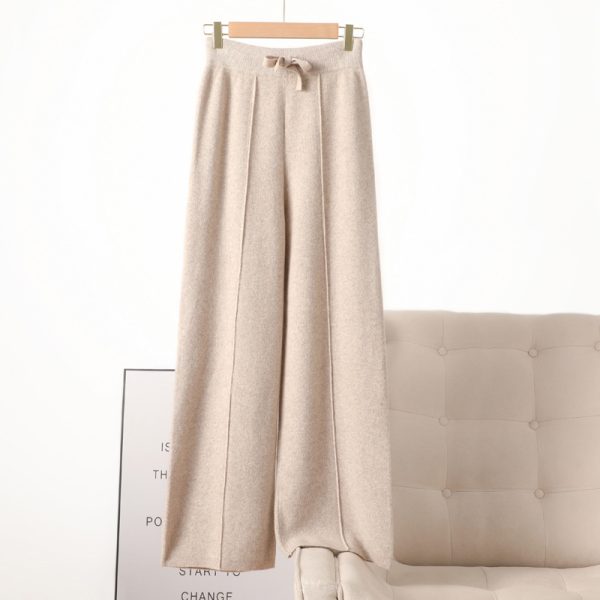 New High Waist Outer Wear Thick Wool Knitted Trousers Drape - Image 2