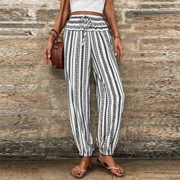 Striped Floral Print Casual Jumpsuit Women - Image 2