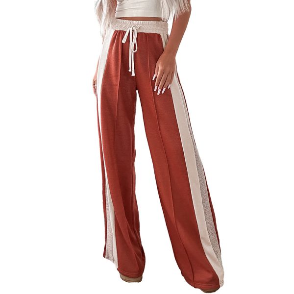 Women's High Waist Wide Leg Pants European And American Simple Loose Color Matching Drawstring - Image 6