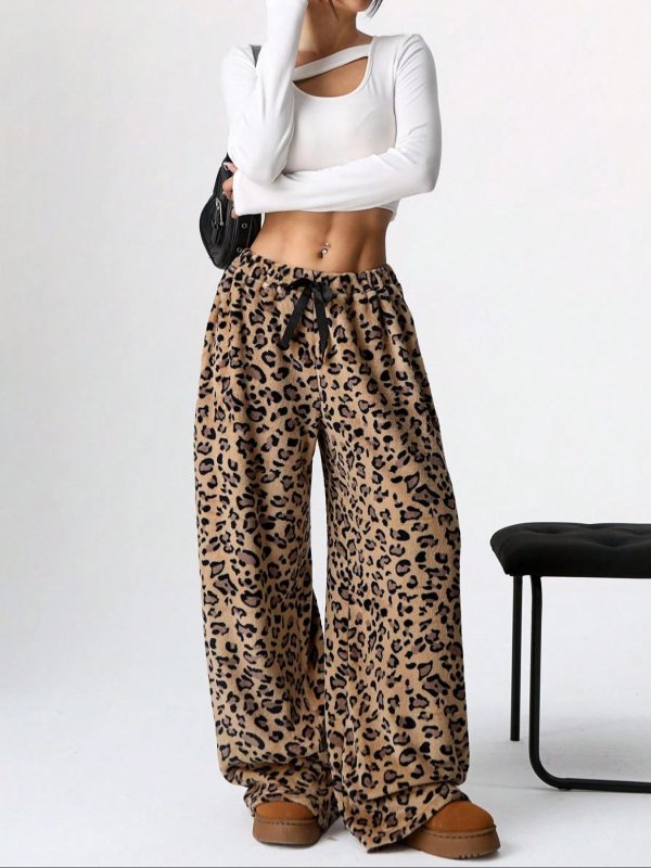 New Casual Pants Leopard Print Wide Leg Pants - Image 5