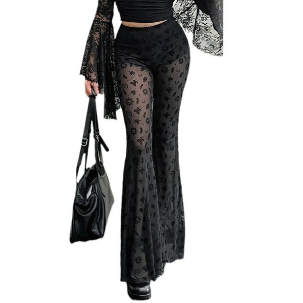 High Waist Lace Print New Casual Trousers Straight - Image 5