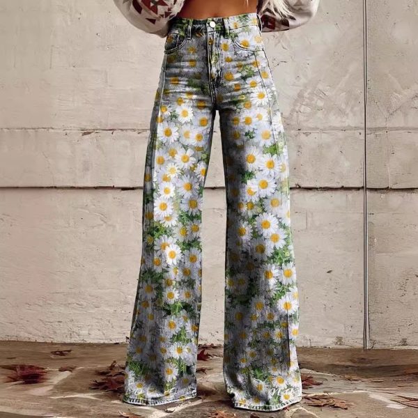 New 3D Thermal Transfer Bell-bottom Pants - Image 2